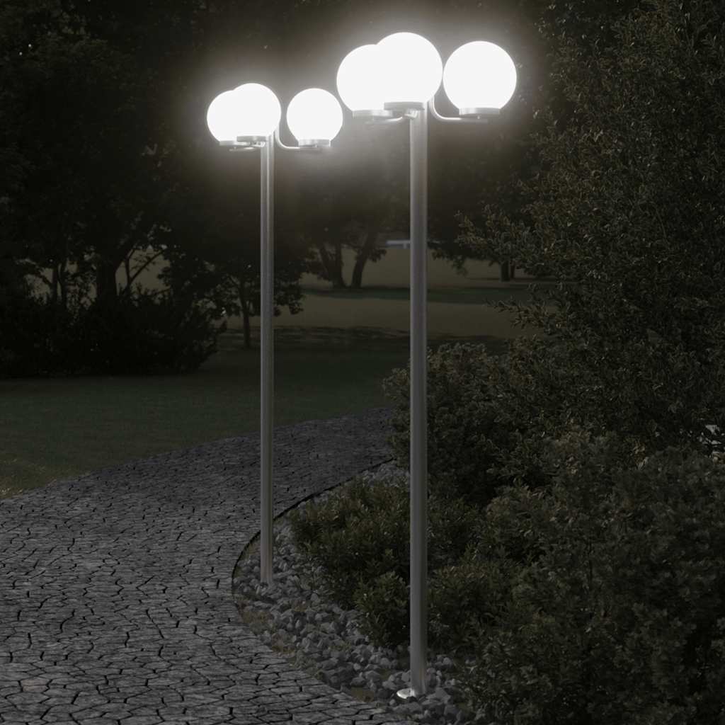 Outdoor floor lamps 3 pcs. 215 cm stainless steel silver colored - number 3.