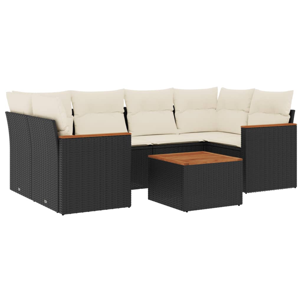 Sofa sett for hage 7 deler med puter polyrattan - svart og krem ​​-farget, ooo 1, 1 - number 2.