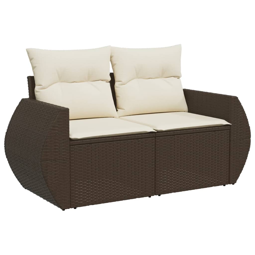 Sofa sett for hage 8 deler med puter polyrattan brun - brun og kremfarget, med bord, 1 - number 4.