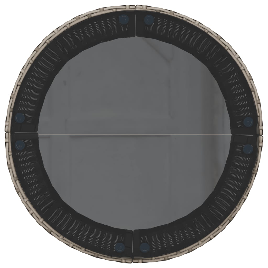 Vrtna garnitura 3 kom polukružni poliratan - siva, 1, sa staklenim stolom - number 8.