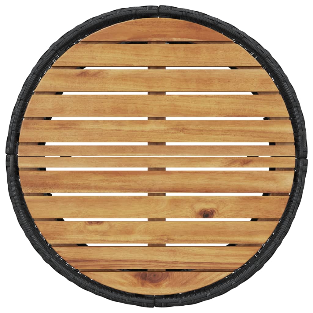 Sofasæt til haven 3 dele halvrund polyrattan - sort, 1, med træbord - number 8.