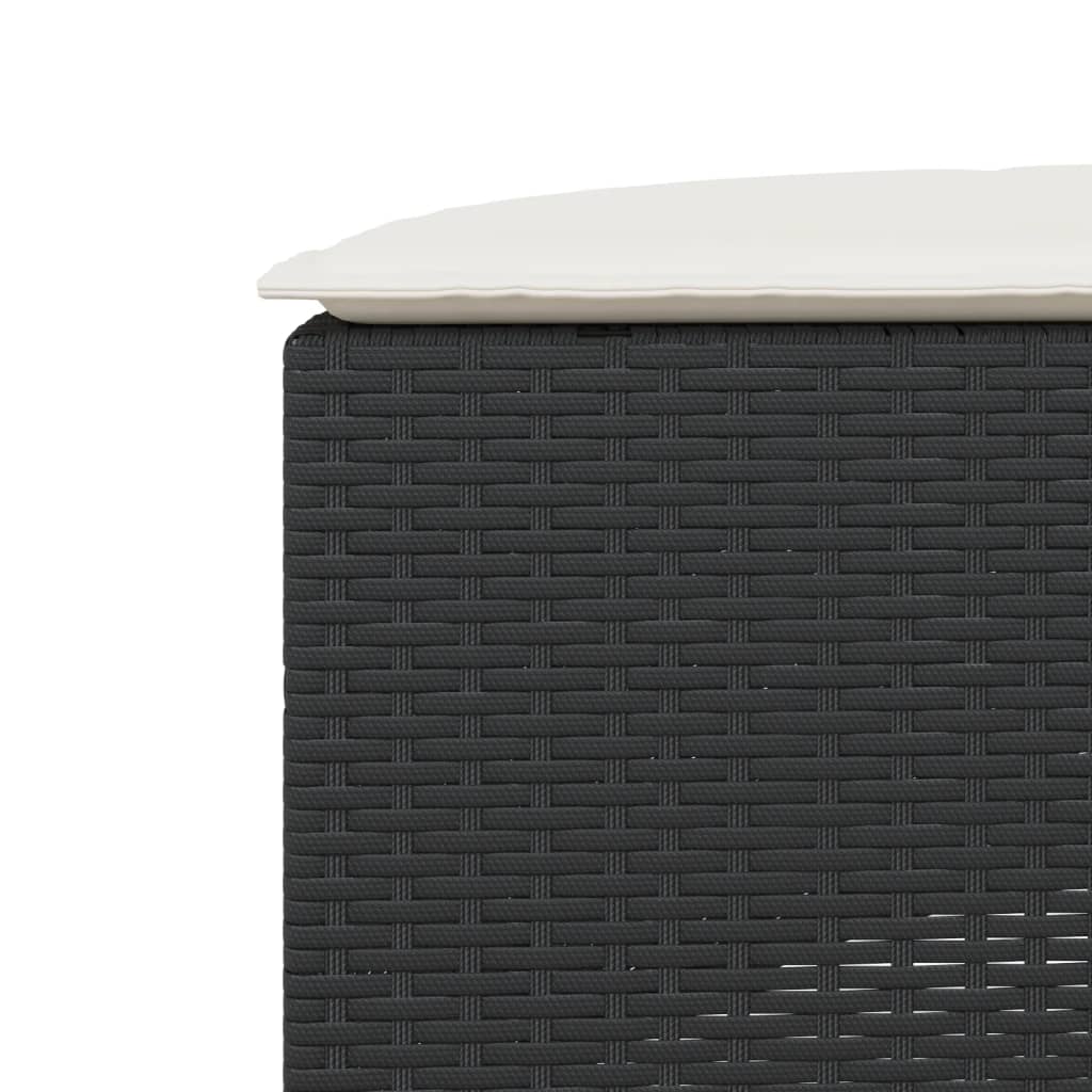 Sofasæt til haven 3 dele halvrund polyrattan - sort, 1, med træbord - number 10.