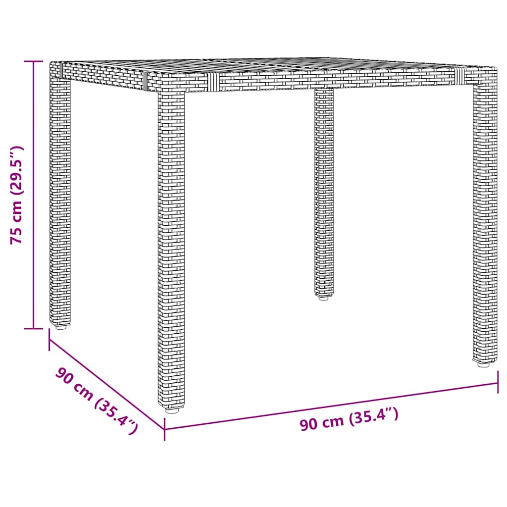 Bistrosett for hagen 5 deler med puter polyrattangrå - 90 x 90 x 75 cm, uten fotskammel, 4 - number 9.