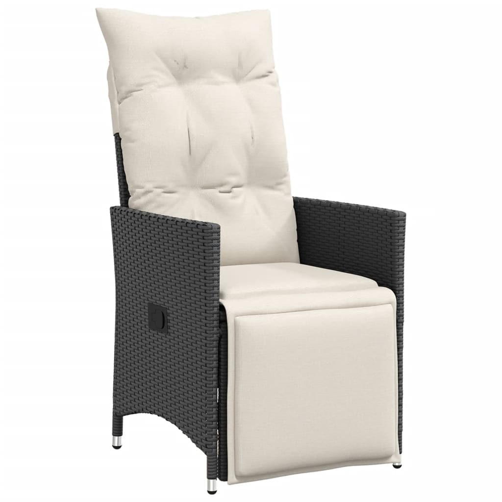 5-dijelni vrtni blagovaonski stol s jastucima, poliratan, crni - 90 x 90 x 75 cm, pe ratan, 4 kom. - number 3.