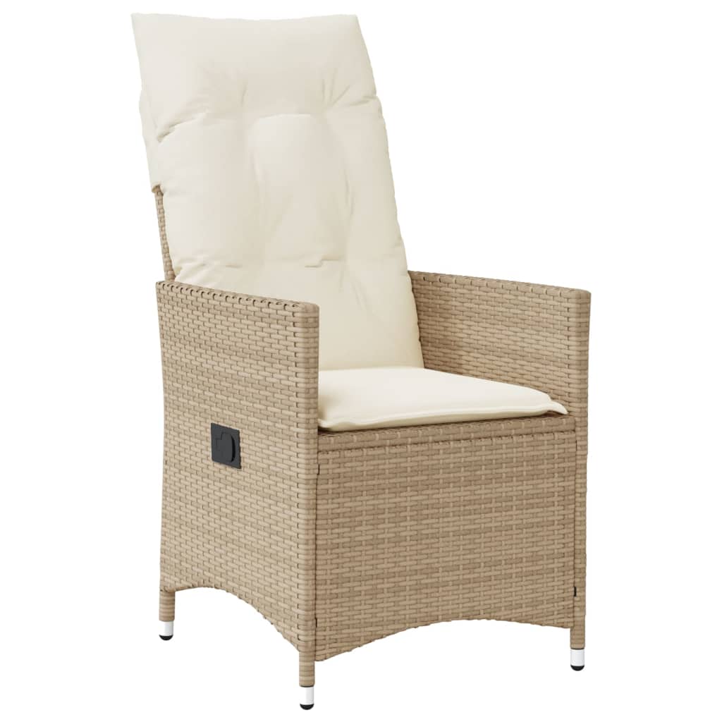 Spisebordssæt til haven 5 dele med hynder polyrattan beige - 190 x 90 x 75 cm, med fod nedad, 4 - number 3.