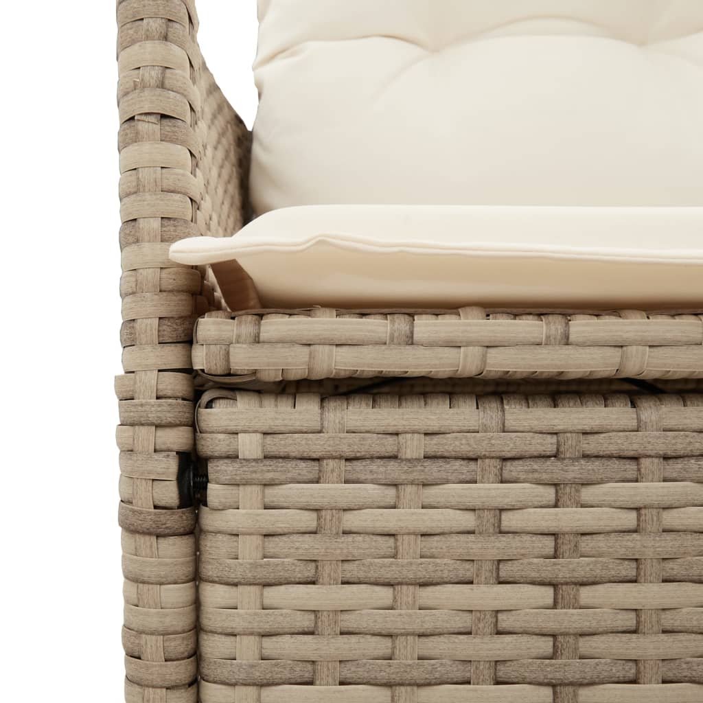 Spisebordssæt til haven 5 dele med hynder polyrattan beige - 190 x 90 x 75 cm, med fod nedad, 4 - number 5.