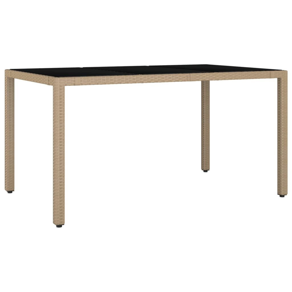 Spisebordssæt til haven 5 dele med hynder polyrattan beige - 190 x 90 x 75 cm, med fod nedad, 4 - number 4.