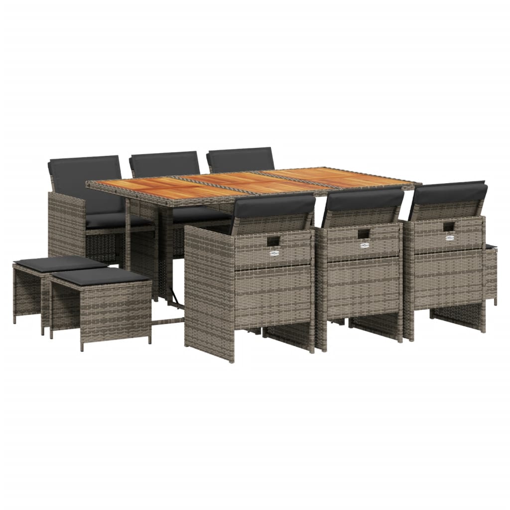 Lounge garnitura za vrt 11 dijelova s jastucima poliratan - siva, drvo, 16 - number 2.