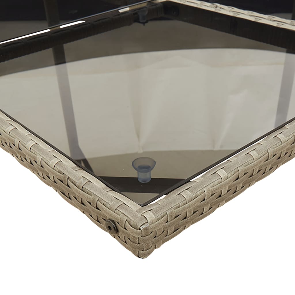 Spisebordssæt til haven 5 dele med hynder polyrattan - grå, glas, 4 - number 7.