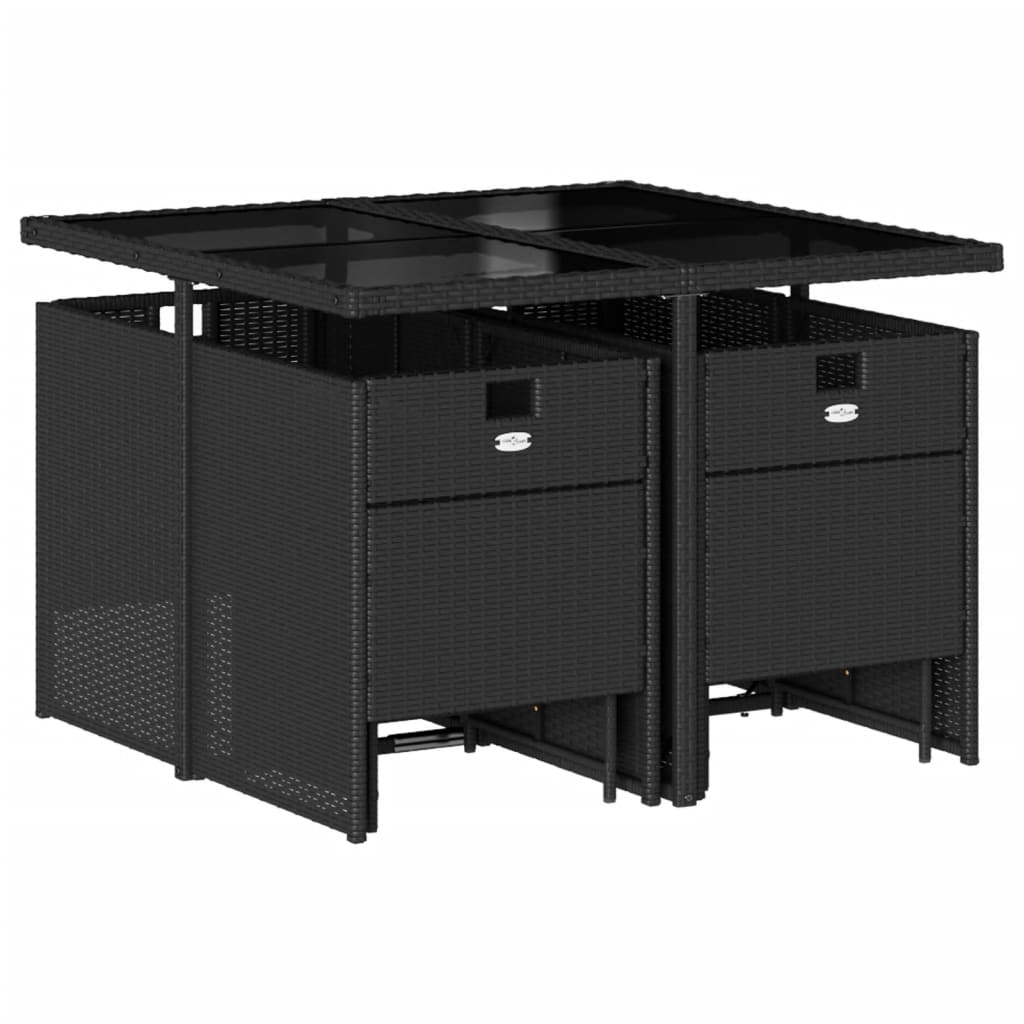 Spisebordsett for hagen 9 deler med puter polyrattan sort - number 3.