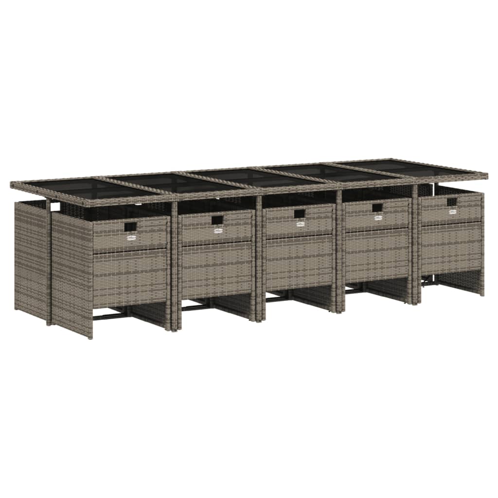 Lounge garnitura za vrt 11 dijelova s jastucima poliratan - crna i krem, staklo, 12 - number 3.