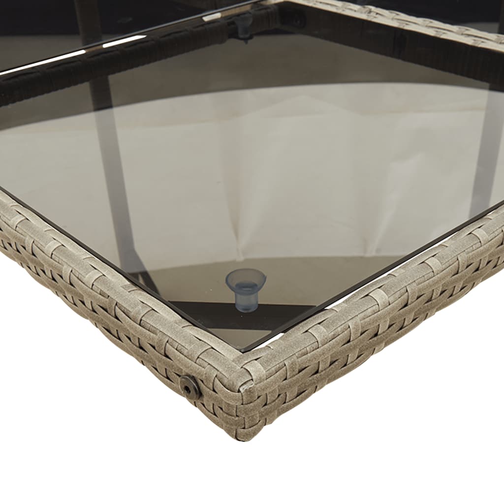 Loungesæt til haven 11 dele med hynder polyrattan - grå, glas, 10 - number 5.