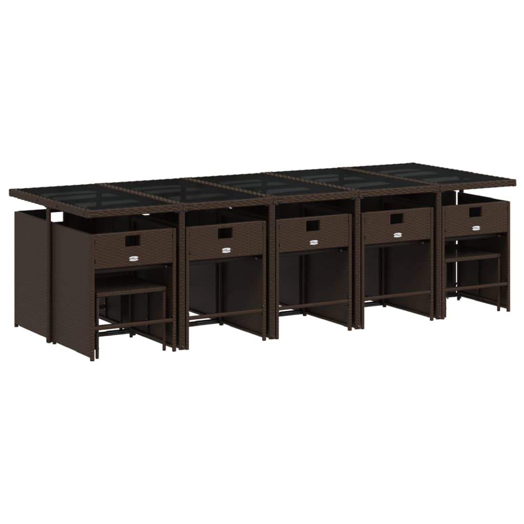 Set za trčanje za vrt 15 dijelova s ​​jastucima polirattan - smeđa, staklo, 14 - number 4.