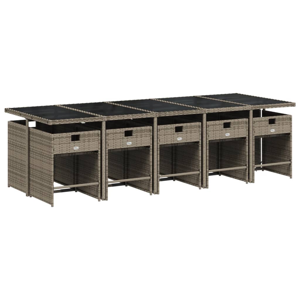 Salongsett for hagen 11 deler med puter polyrattan - brun, glass, 16 - number 3.