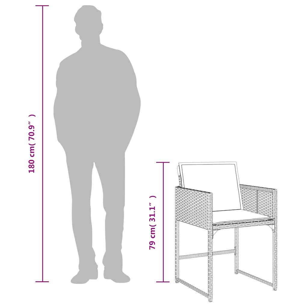 Stol za blagovaonicu za vrt 15 dijelova s ​​jastucima polyryttan - bež, staklo, 14 - number 10.