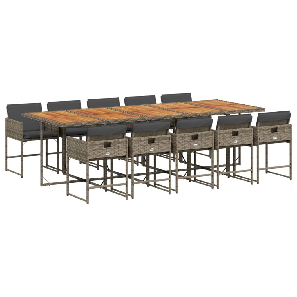 Lounge garnitura za vrt 11 dijelova s jastucima poliratan - crna i krem boja, drvo, 4 - number 2.