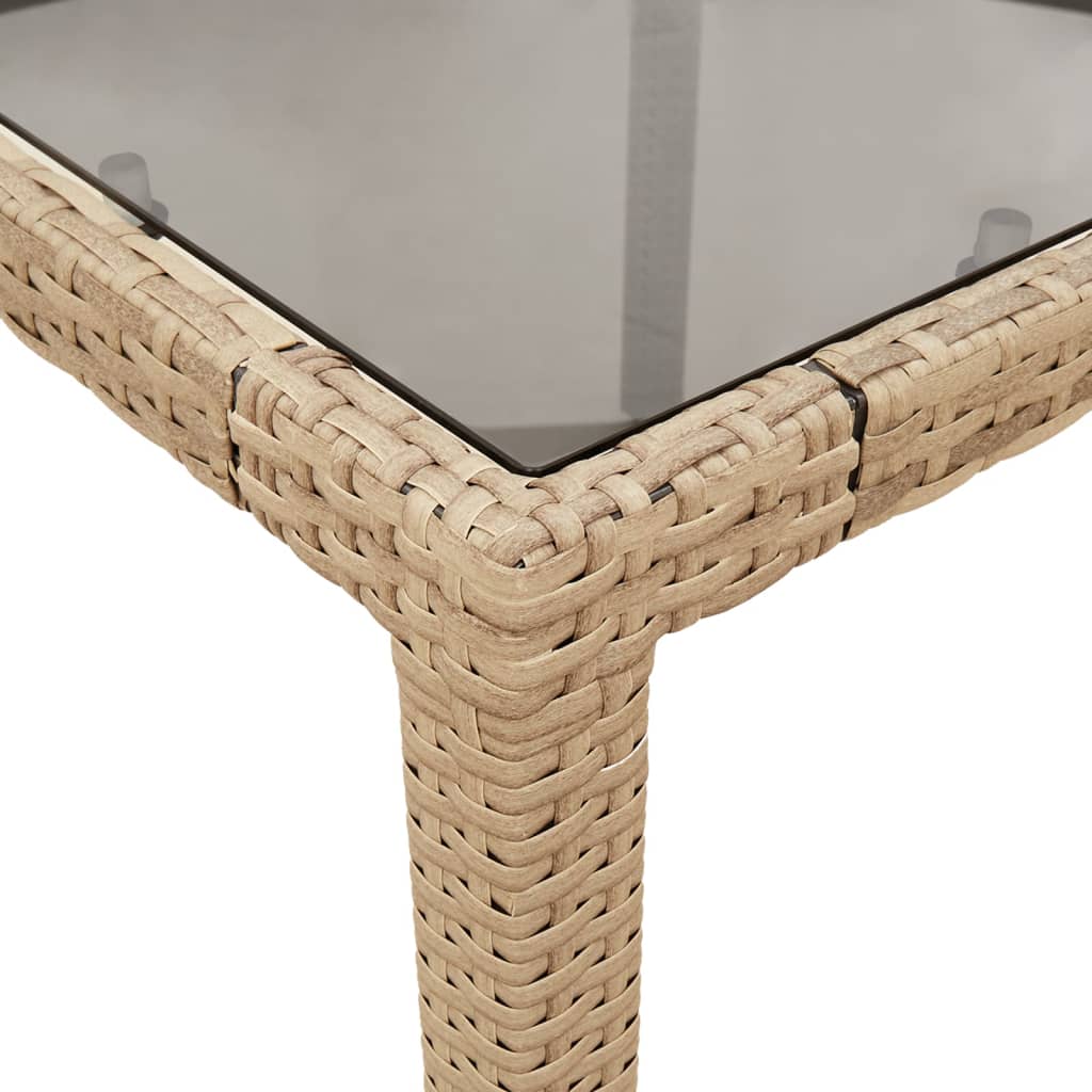 Spisebord sett for hage 3 deler med puter polyrattan og glass - beige og kremfarget, 90 x 90 x 75 cm, 2 - number 6.