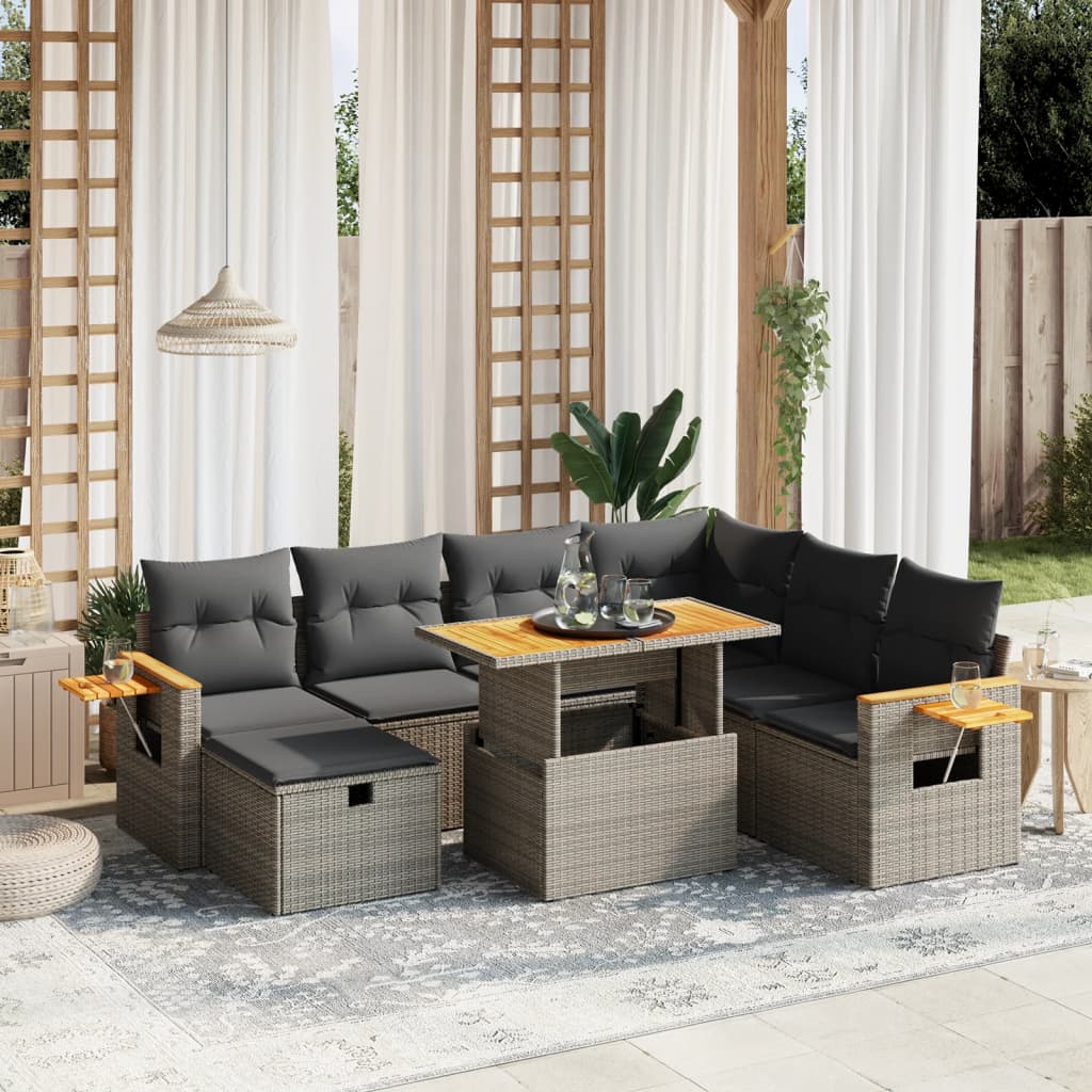 Sofa set for garden 8 parts with cushions polyrattan - gray, ooo 1, 1 - number 1.