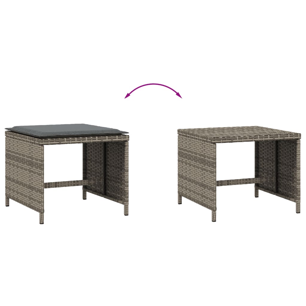 Haveskamler 4 stk. med hynder 40x40x35 cm polyrattan grå - mørkegrå - number 7.
