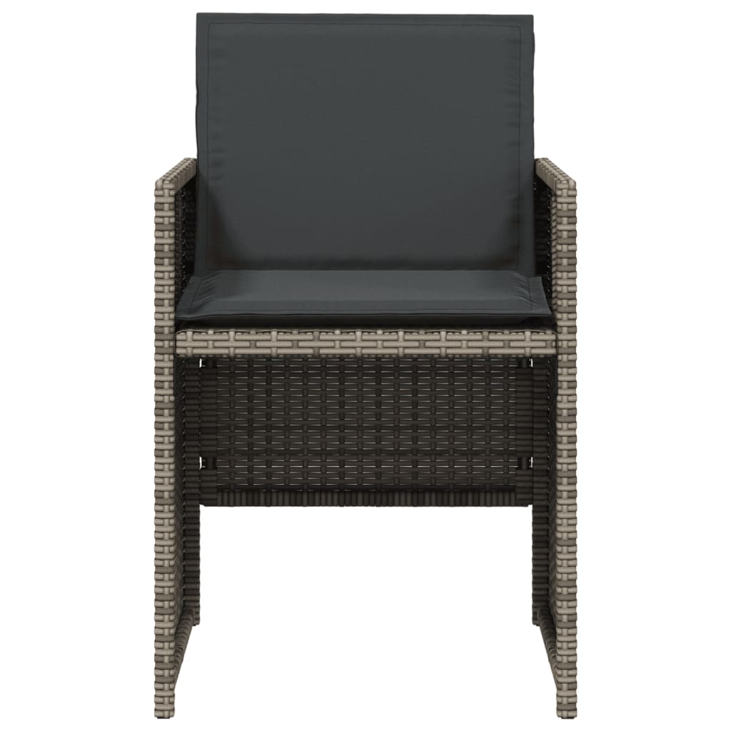 Havestole med hynder 4 stk. polyrattan grå - mørkegrå, skum fibre, 45 5 x 76 x 2 5 cm (b x d x t) - number 5.