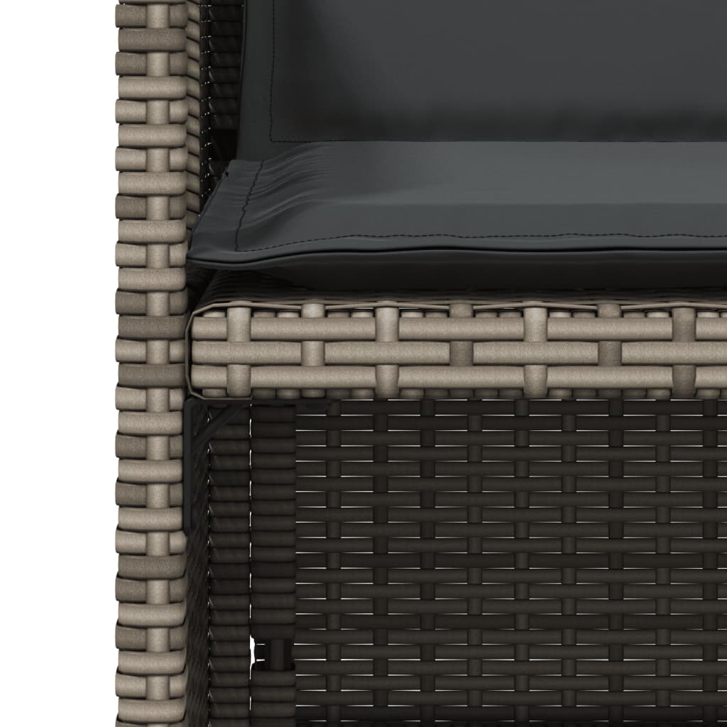 Havestole med hynder 4 stk. polyrattan grå - mørkegrå, skum fibre, 45 5 x 76 x 2 5 cm (b x d x t) - number 9.