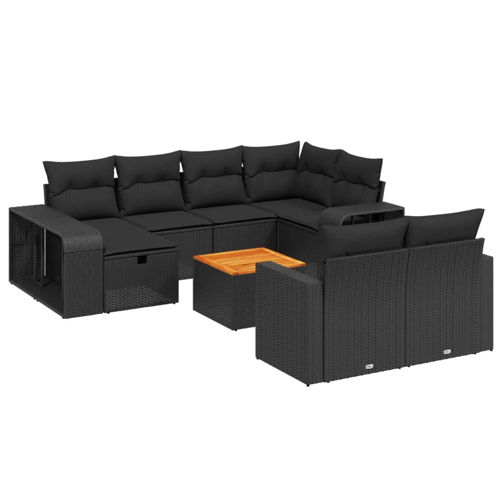 Sofa sett for hage 11 deler med puter polyrattan - svart, 1 - number 2.