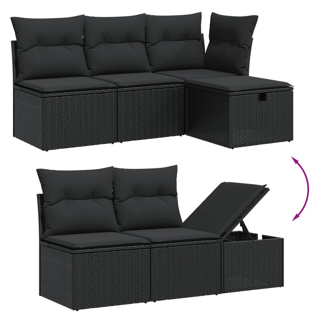 Sofa sett for hage 11 deler med puter polyrattan - svart, 1 - number 3.