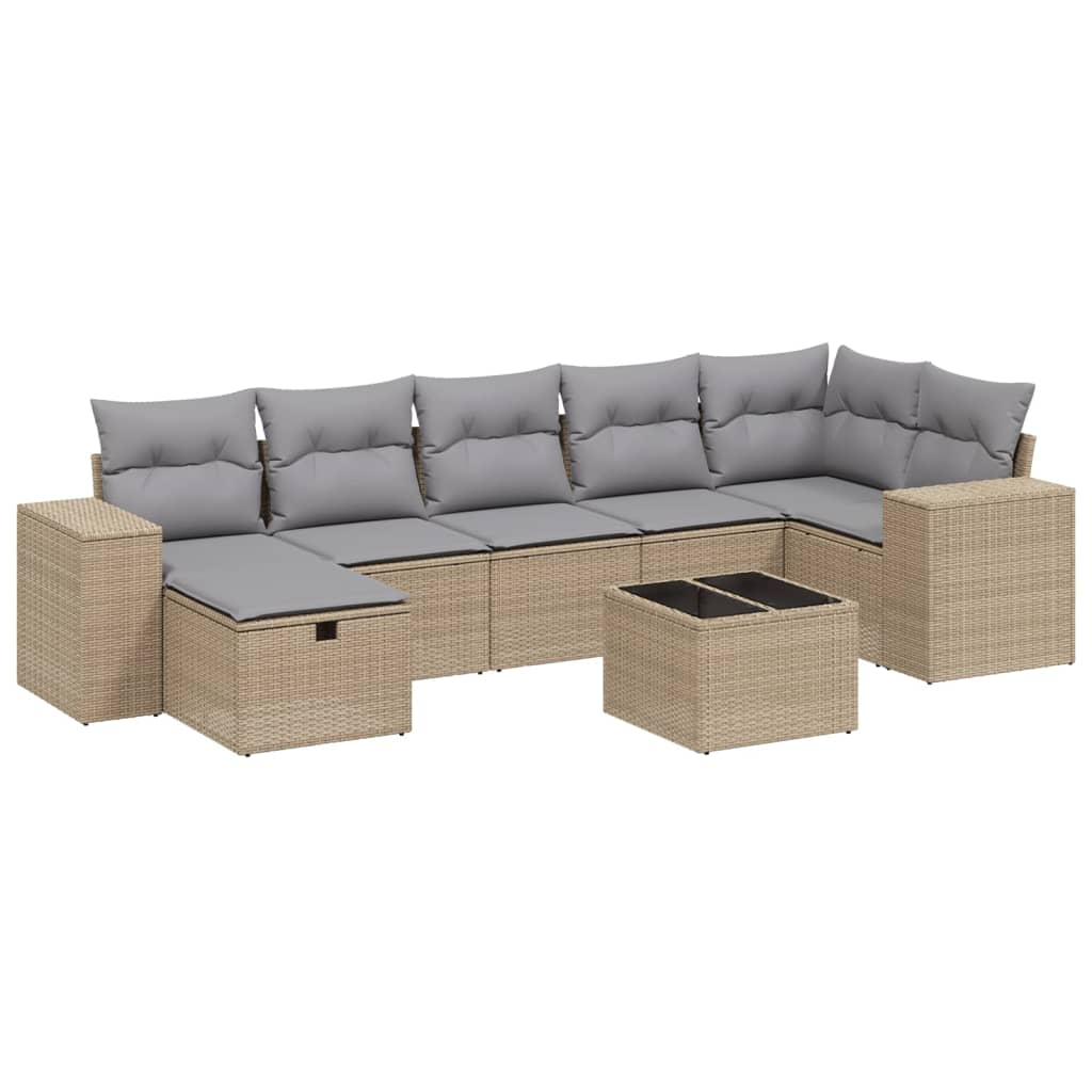 Havesofasæt dele med hynder polyrattan beige - beige og grå, uden opbevaring, 7 - number 2.