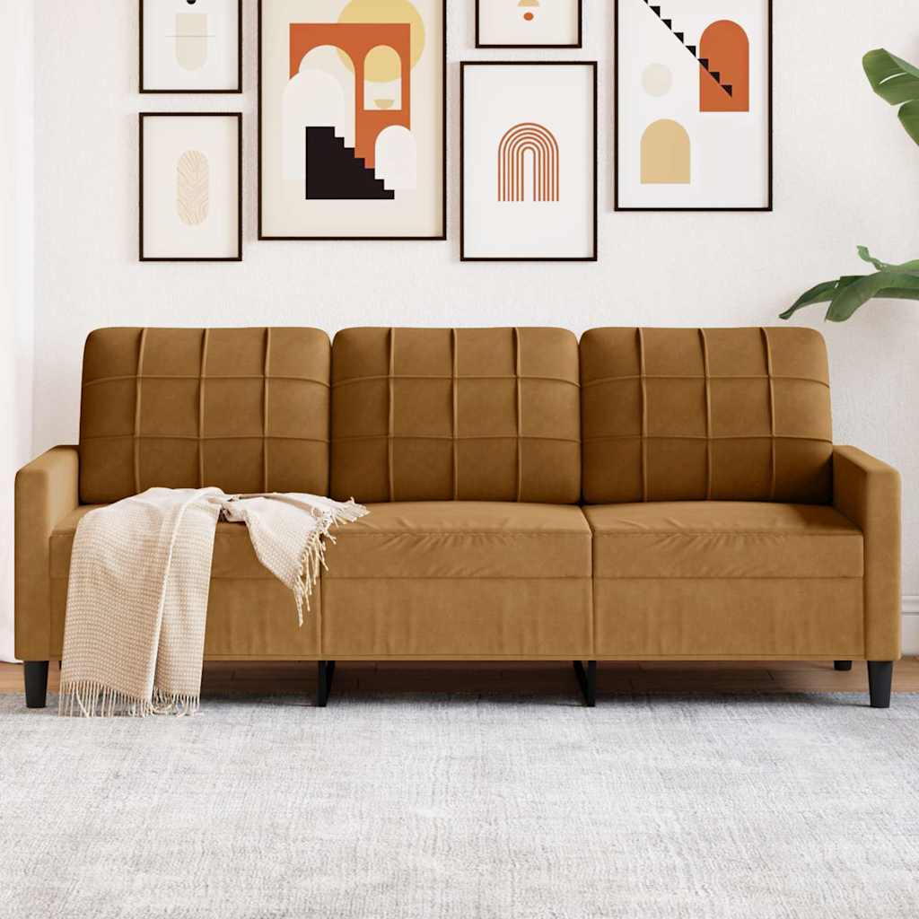 3-personers sofa fløjl - brun, 180 cm - number 1.