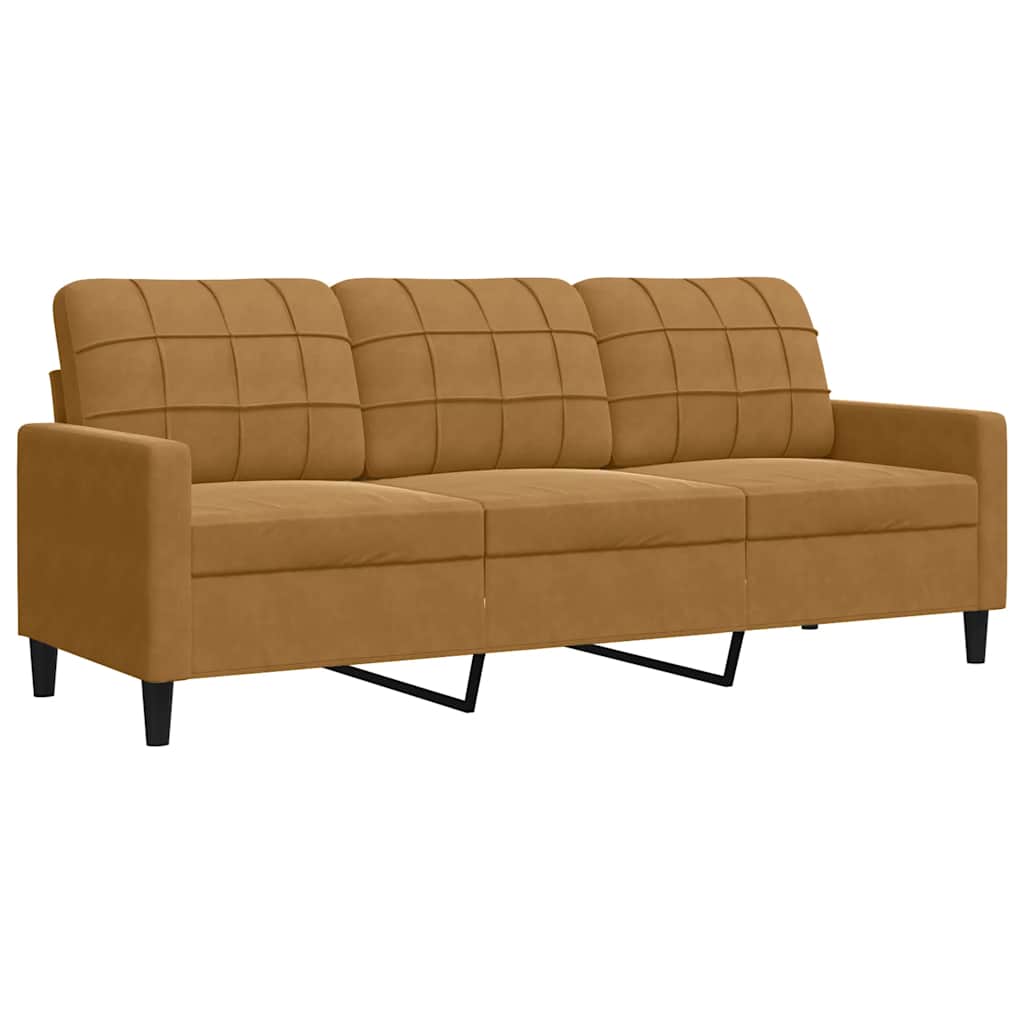 3-personers sofa fløjl - brun, 180 cm - number 2.