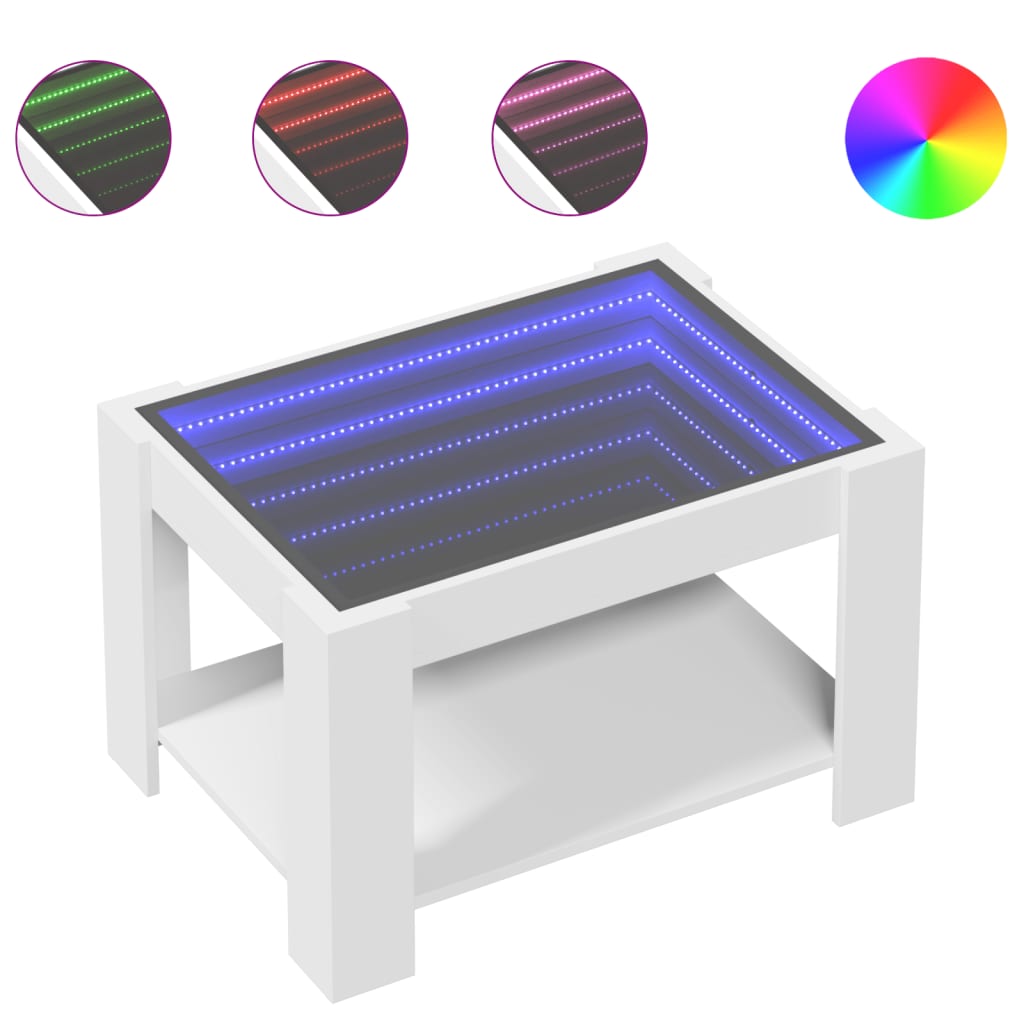 Konferenční stolek s led světly dřevěné dřevo - bílá, 73 x 53 x 45 cm, 1 - number 2.