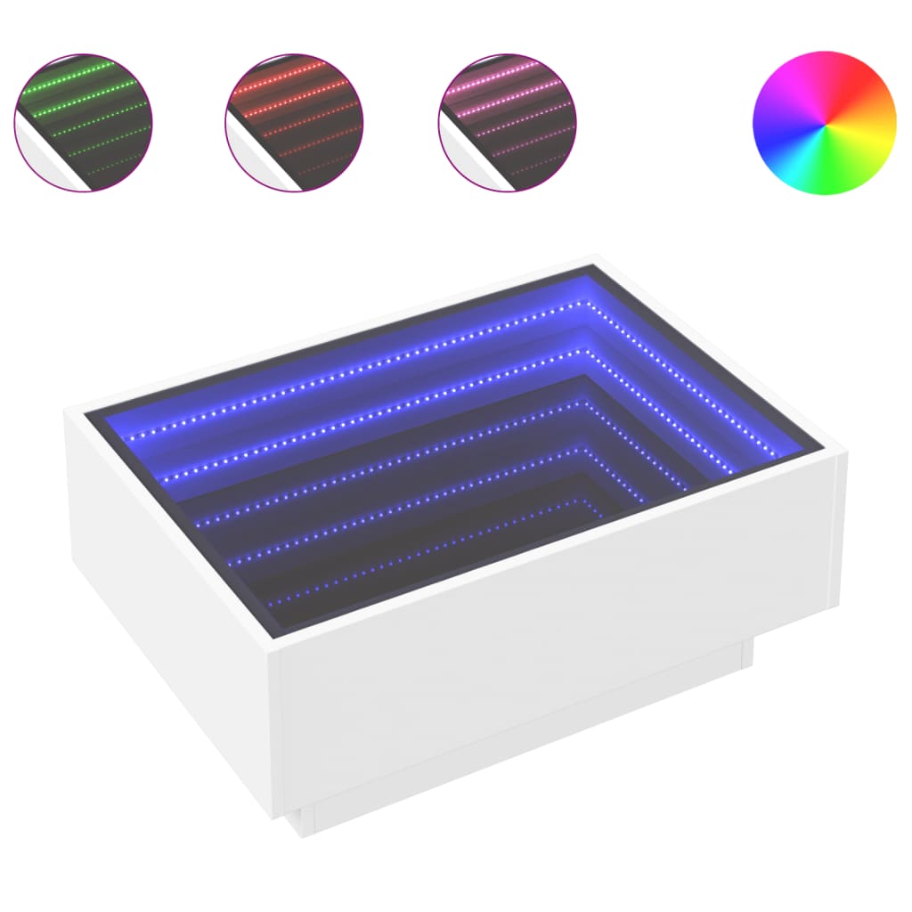 Sofabord med led-lys konstrueret træ - hvid, 70 x 50 x 30 cm, 1 - number 2.