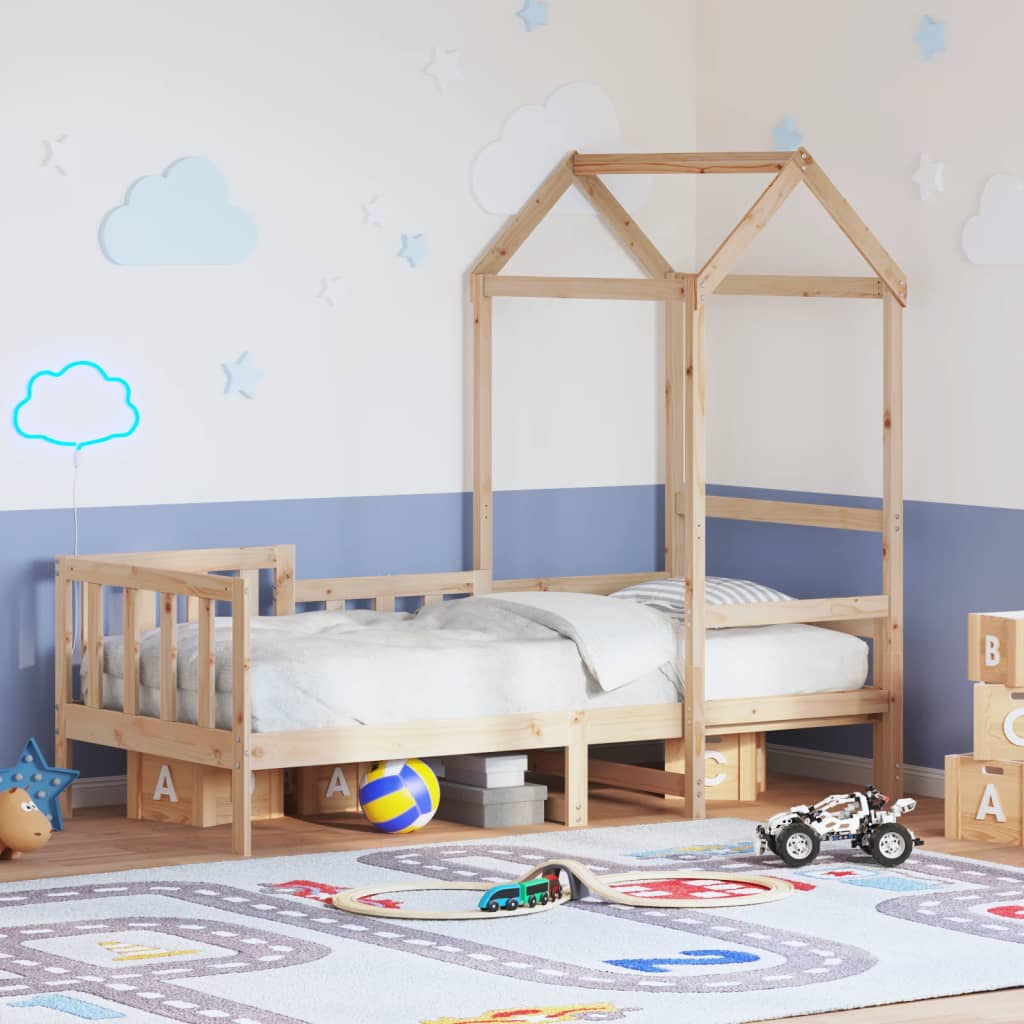 Daybed med tag massivt fyrretræ - naturfarvet, 90 x 200 cm - number 1.