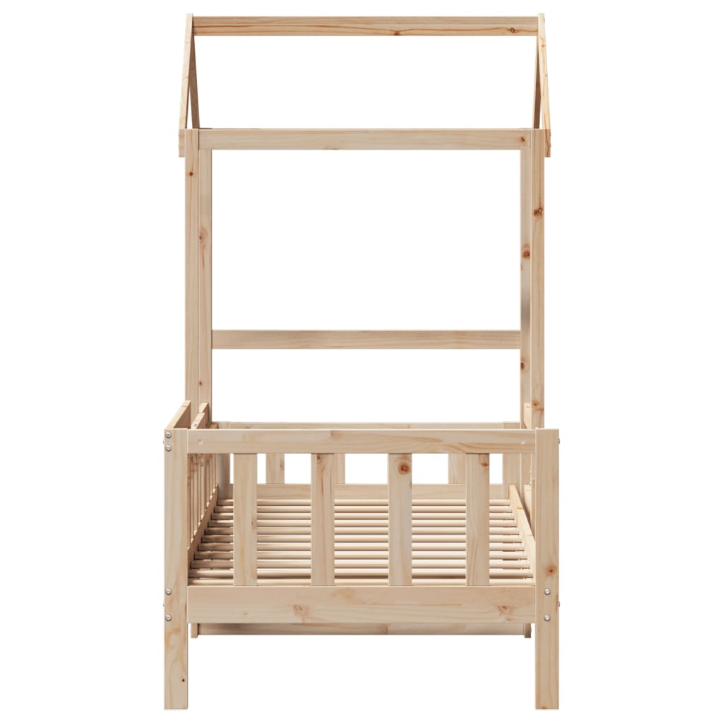 Daybed med tag massivt fyrretræ - naturfarvet, 90 x 200 cm - number 7.