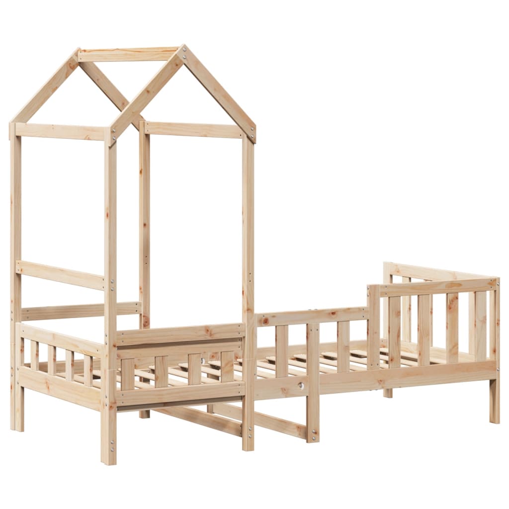 Daybed med tag massivt fyrretræ - naturfarvet, 90 x 200 cm - number 8.