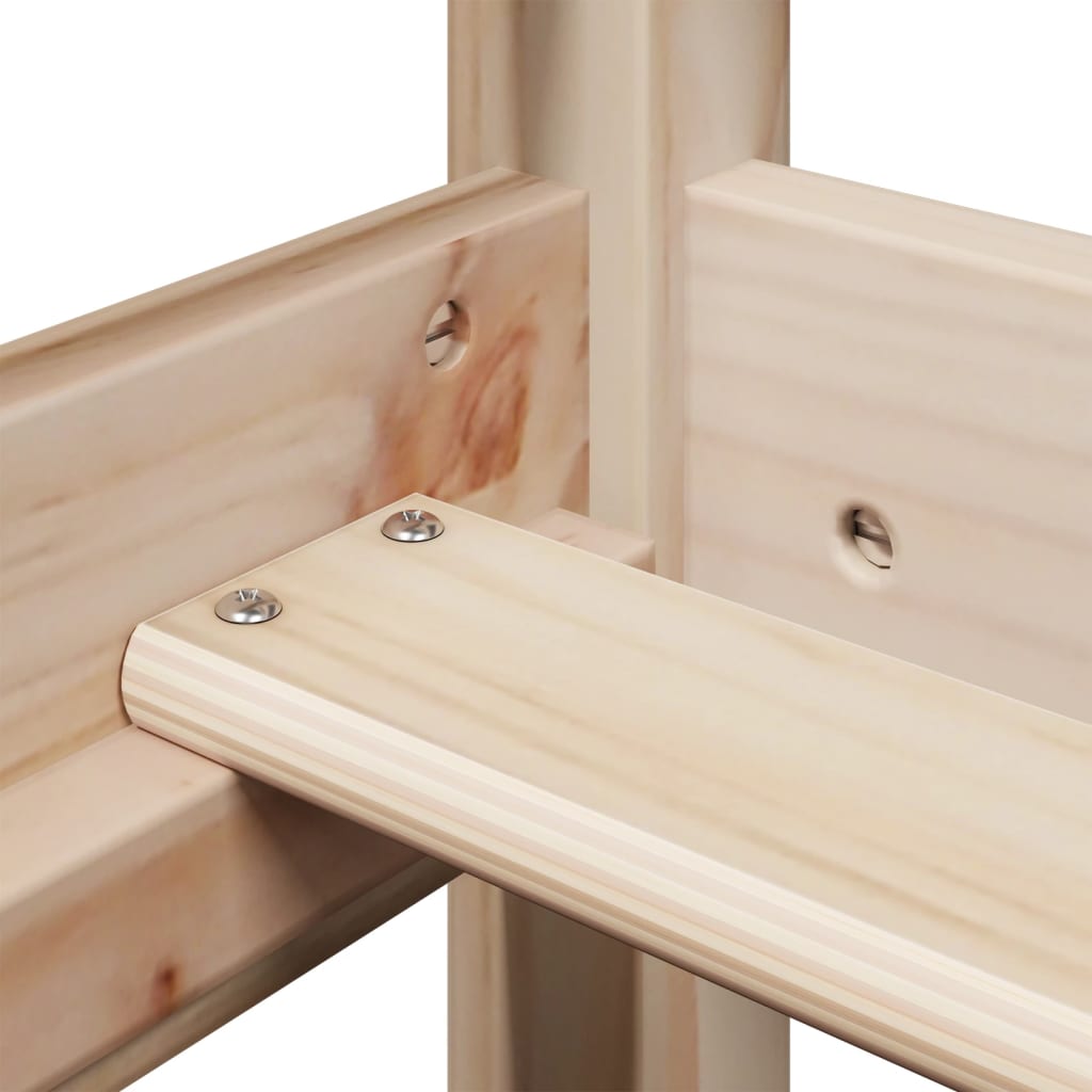 Łóżko domek z ławką sosna lita - kolor naturalny, 90 x 200 cm - number 10.