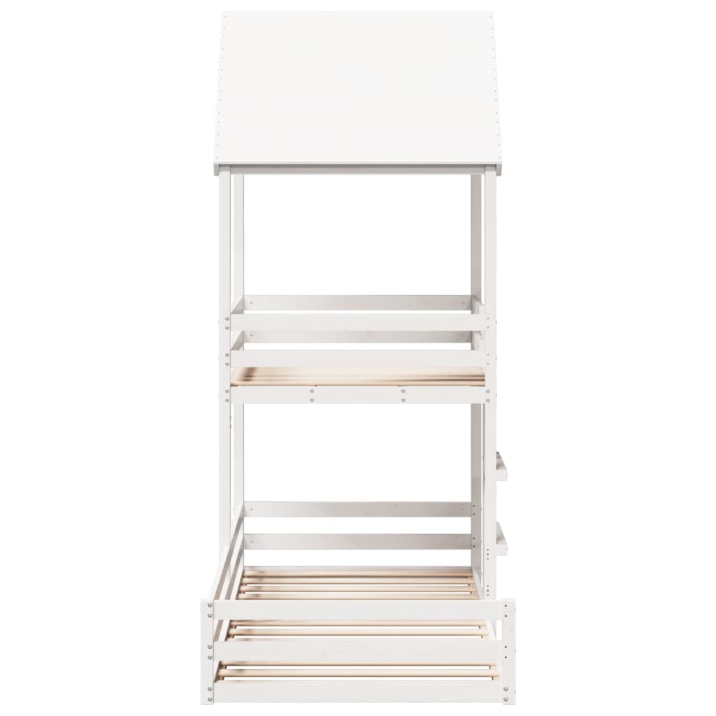 Krevet na kat s krovom od pune borovine - bijeli, 80 x 200 cm - number 5.