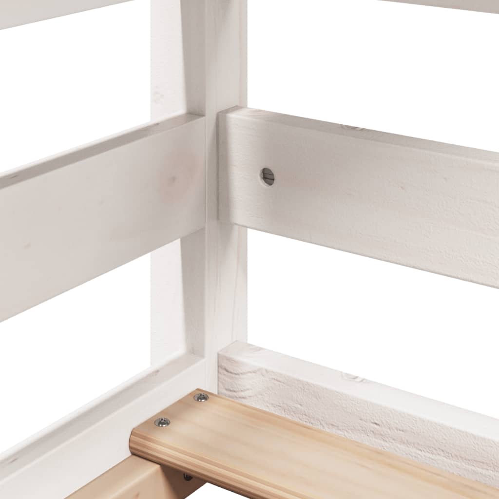 Krevet na kat s krovom od pune borovine - bijeli, 80 x 200 cm - number 7.