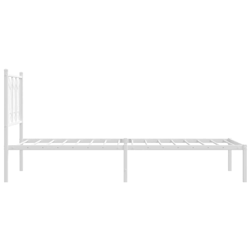 Bed frame with bedside vendor metal - white, 90 x 190 cm, with headboard - number 5.