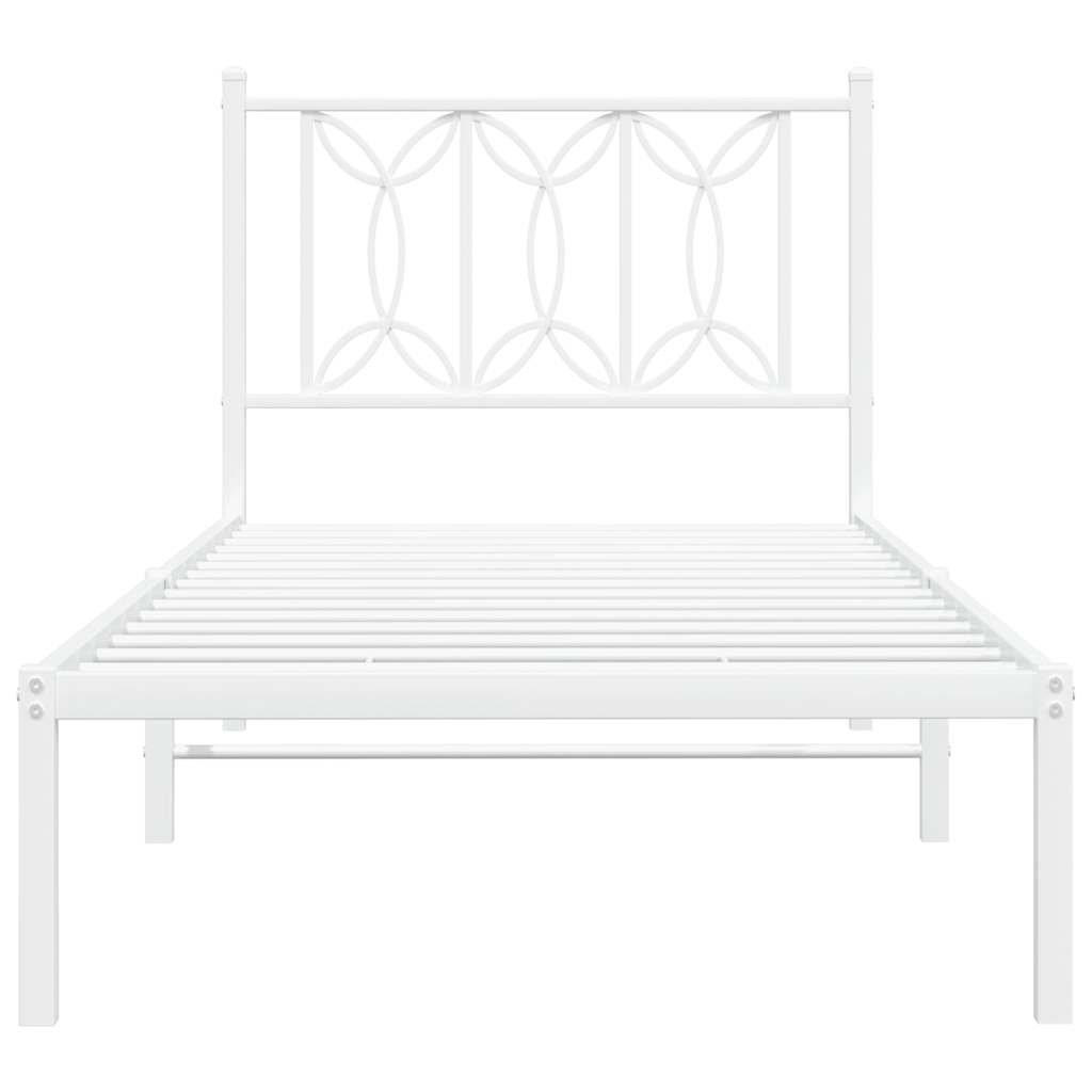 Bed frame with bedside vendor metal - white, 90 x 190 cm, with headboard - number 4.