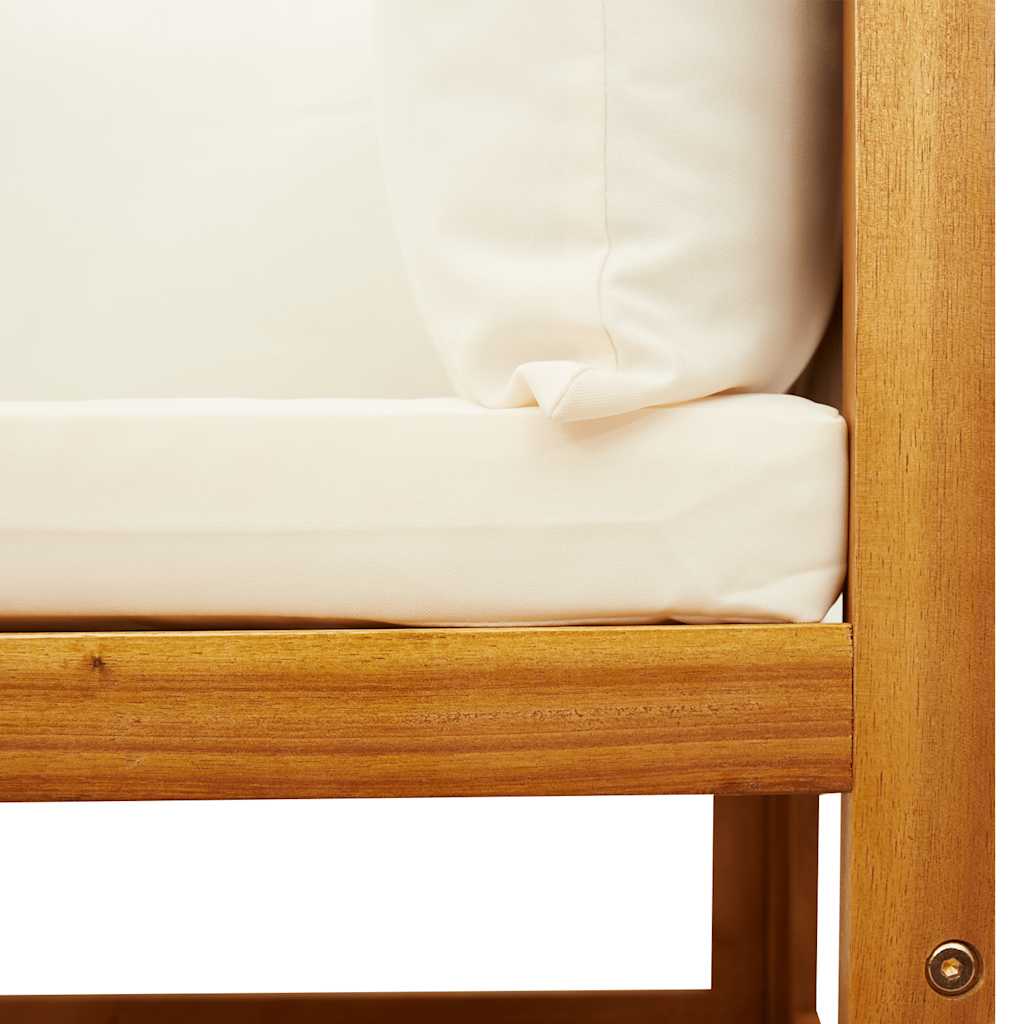 Moduł sofy z poduszkami bez podłokietników lite drewno akacjowe - czarny i kremowy, 1, sofa środkowa - number 9.