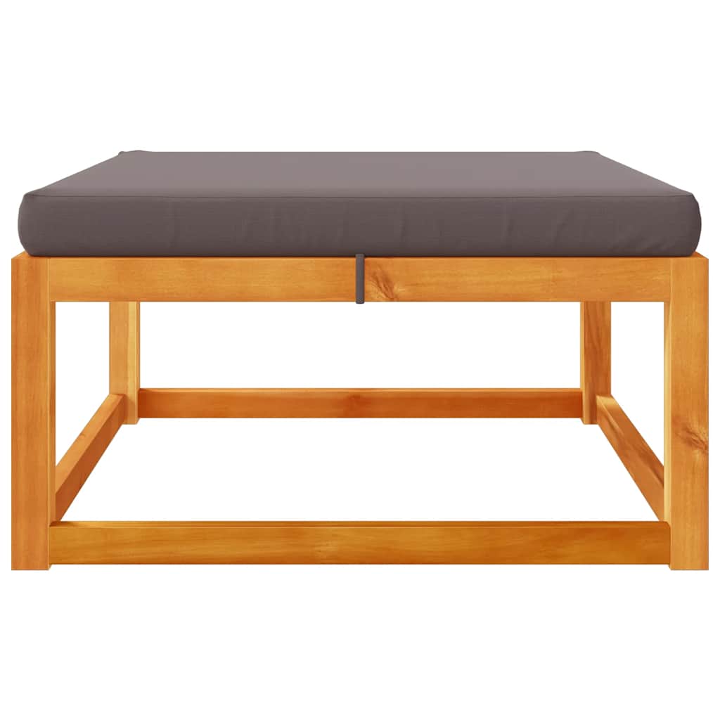 Garden stool with cushion 65x65x29 cm solid acacia tree - gray, 1, foot stool - number 5.