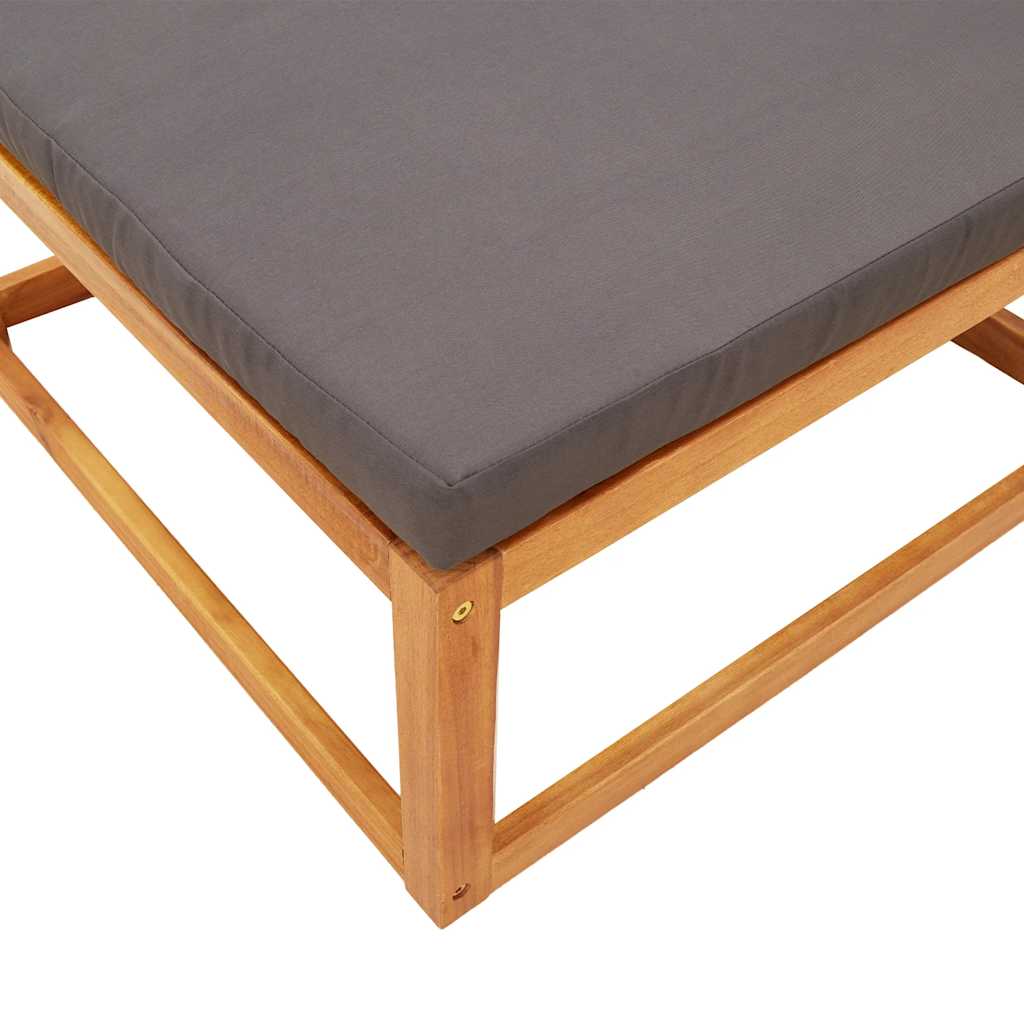 Garden stool with cushion 65x65x29 cm solid acacia tree - gray, 1, foot stool - number 7.