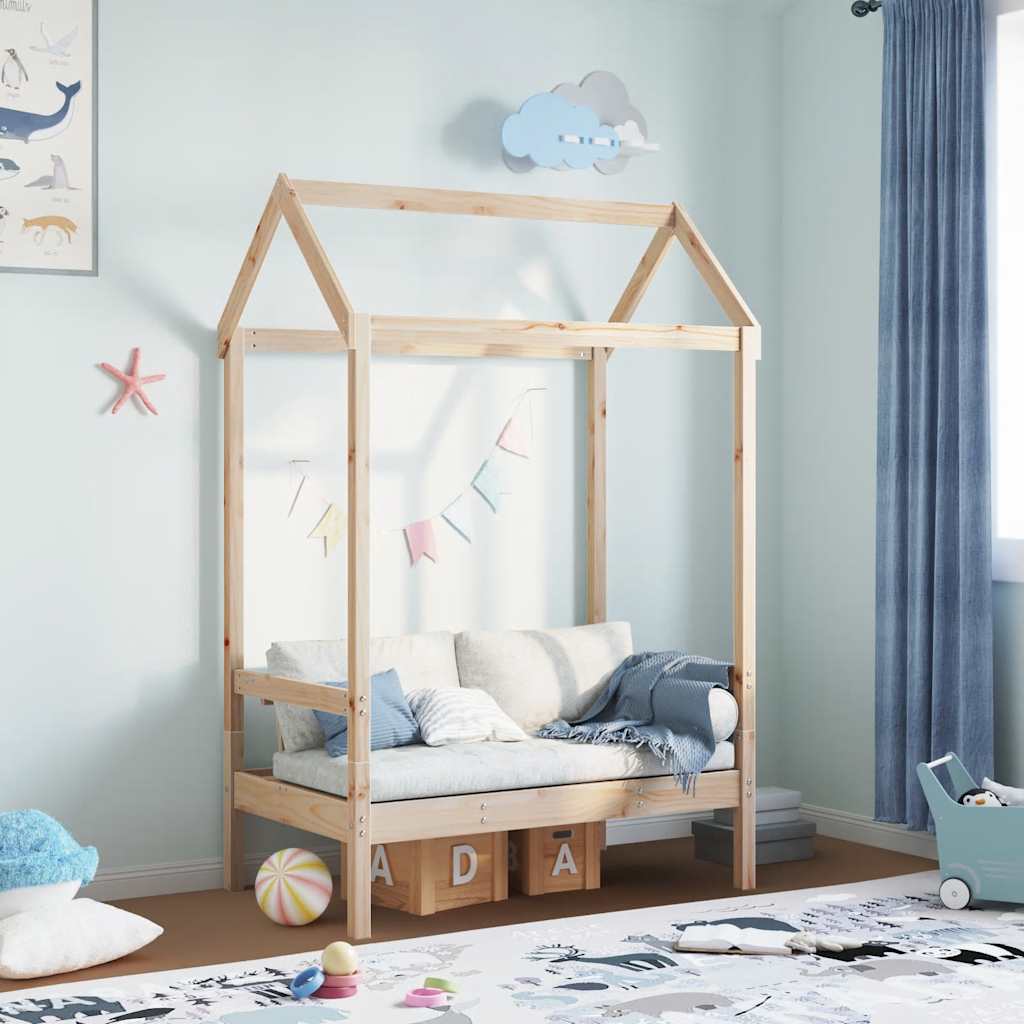 Klupa s krovom 117,5x70x176,5 cm puna borovina - prirodna boja - number 3.