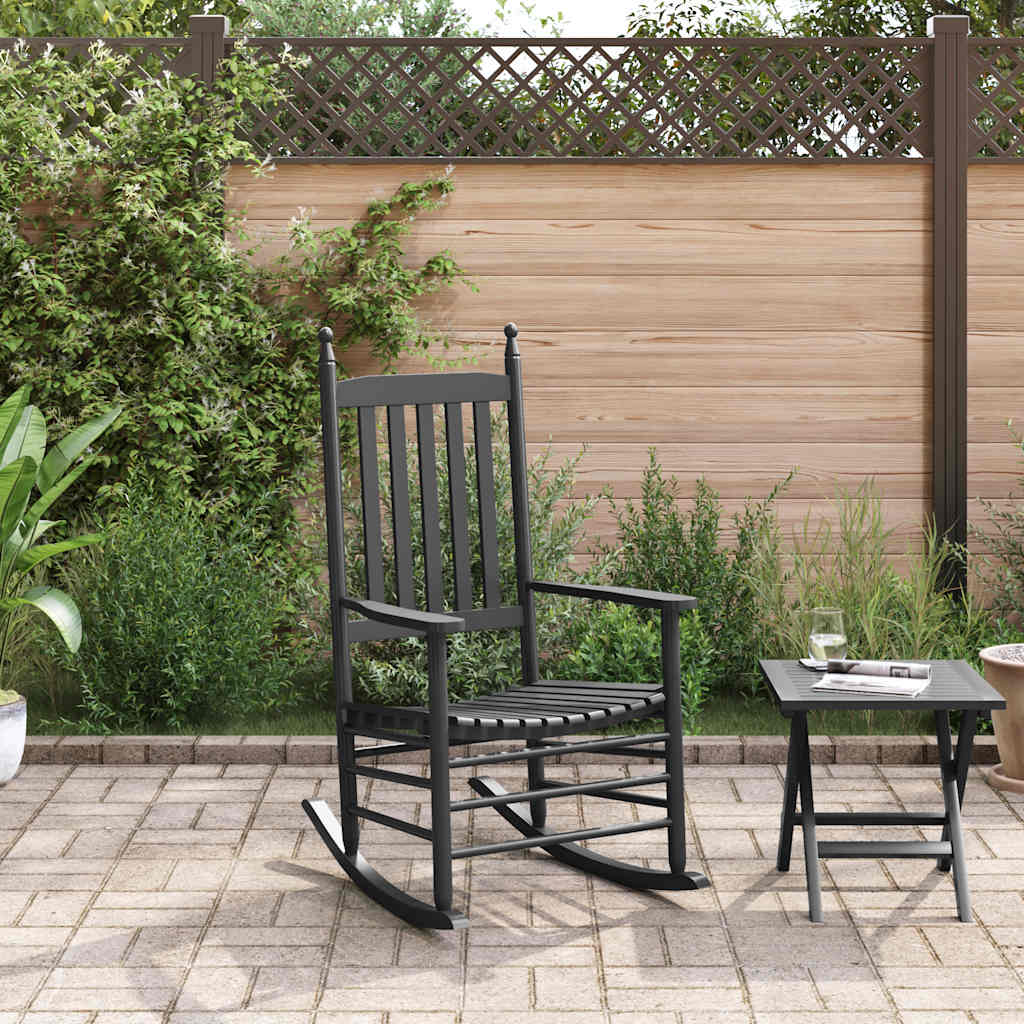 Gyngestol med buet sæde massivt poppeltræ sort - number 3.