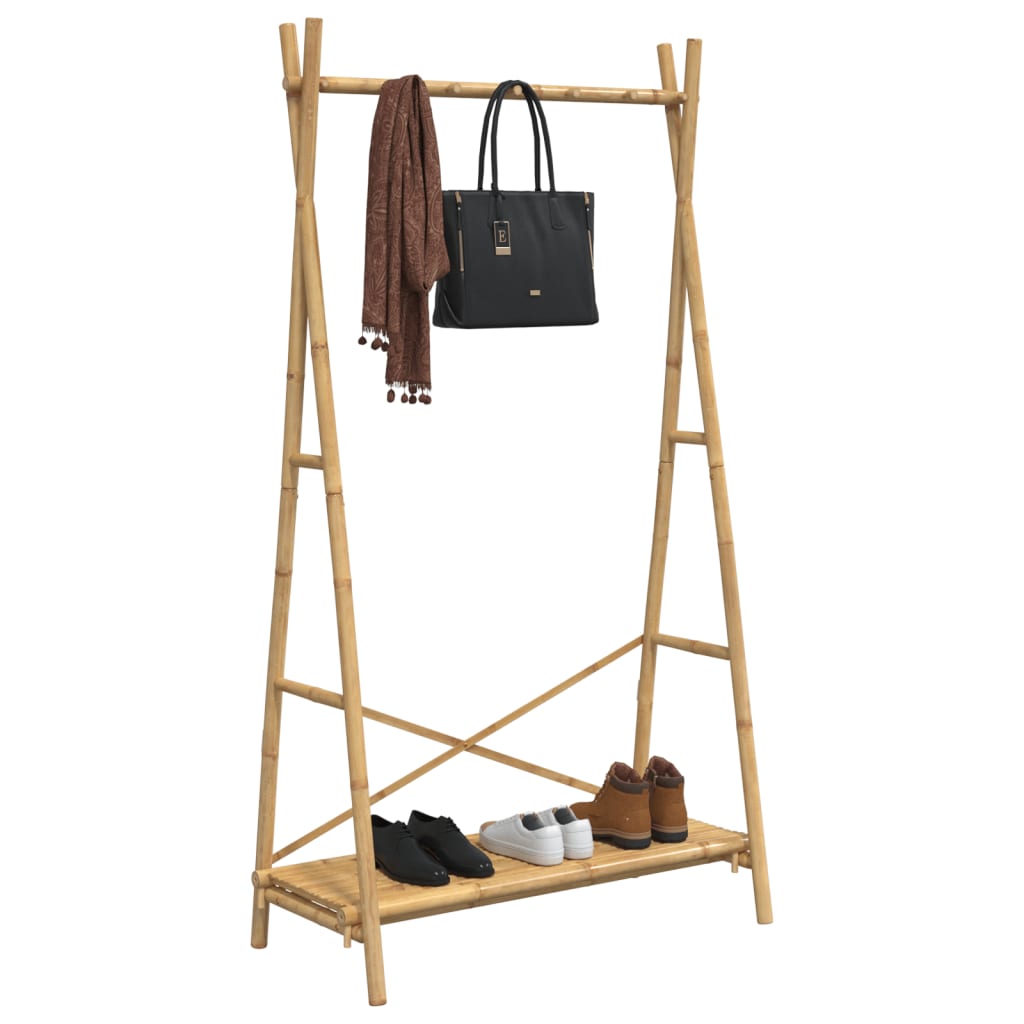 Clothes rack with shelf 102x50x190 cm bamboo - number 4.