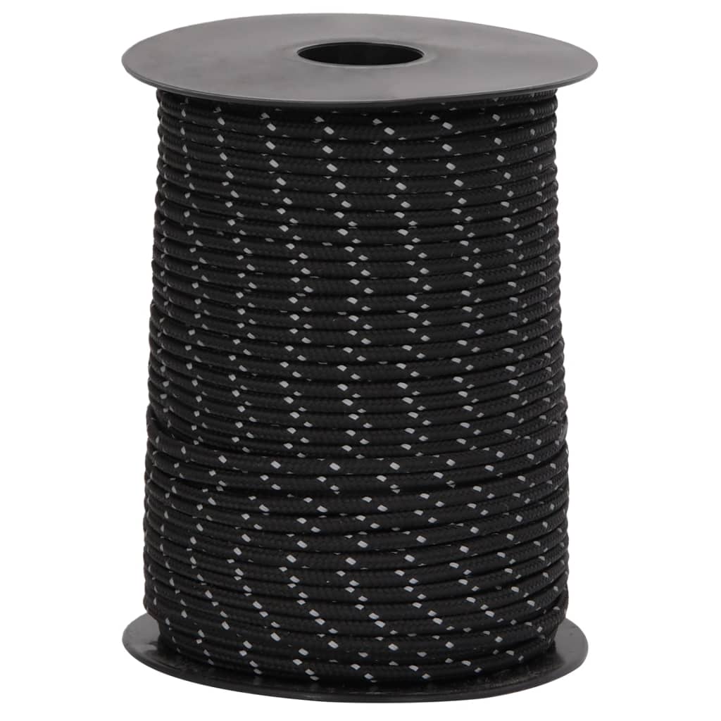 Svjetleći konop s kopčama za guranje 50 m - crni, 3 mm, 1 - number 4.