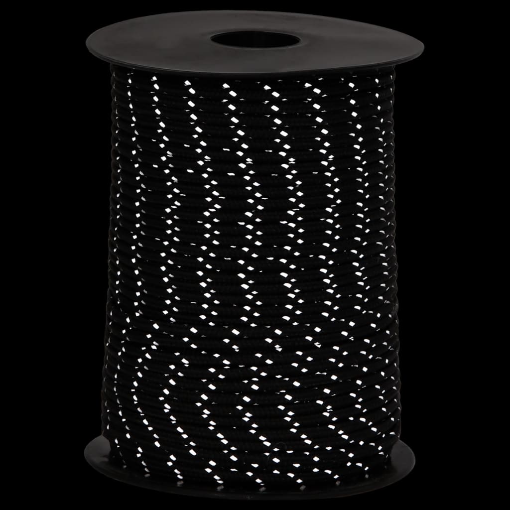 Svjetleći konop s kopčama za guranje 50 m - crni, 3 mm, 1 - number 3.