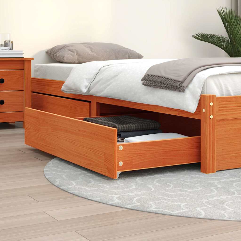 Bed drawers 2 pcs. solid pine - golden brown, 95 x 103 x 18 cm - number 1.