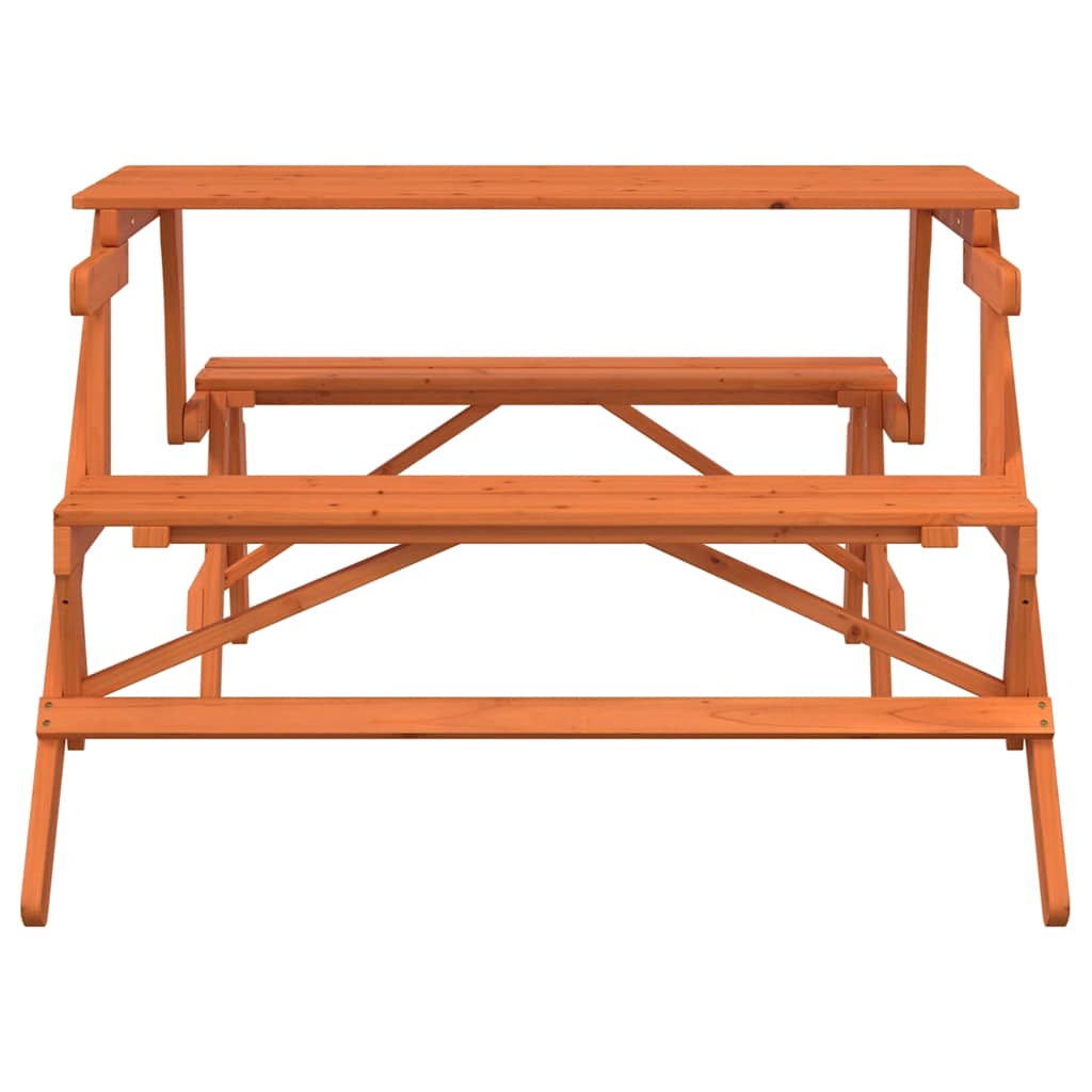 Picnicbord med bænke 2-i-1 massivt grantræ - mørkebrun, 1 - number 4.